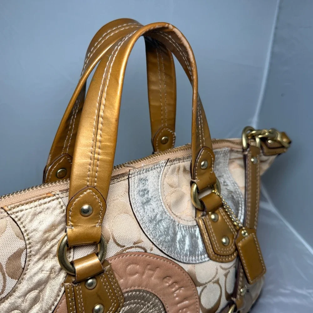 Y2K Coach Purse Gold Metallic Audrey Patchwork Bag Sleaze Limited Edition F15474